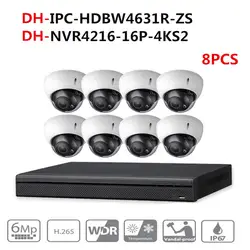 DH CCTV Камера безопасности Системы комплект 8 шт 6MP POE увеличительная IP камера IPC-HDBW4631R-ZS 16POE 4 K NVR NVR4216-16P-4KS2 системах видеонаблюдения