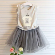 FagorBears Girls Clothings Sets Summer Style Sleeveless Shirt+Princess Dress 2Pcs For Kids Fashion Clothing Children’s Clothes