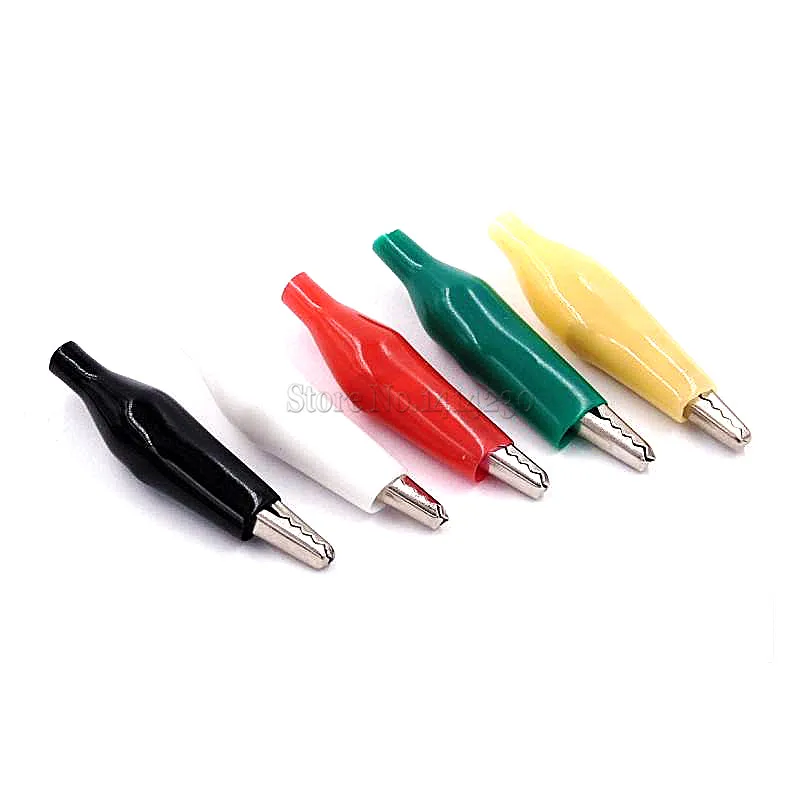 

10PCS Black White Red Yellow Green Insulation Boot Metal Alligator Clip Electric Test 35MM Lead colorful small crocodile clip