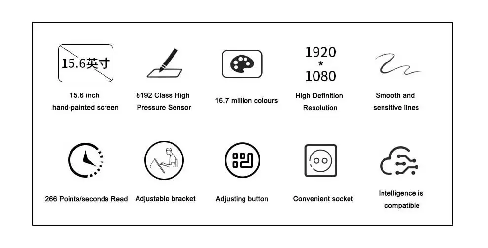 15,6 дюймов ips HD художественный графический планшет монитор 8192 Leverls чувствительность к давлению ручка дисплей и чертежные перчатки для планшета и подставка