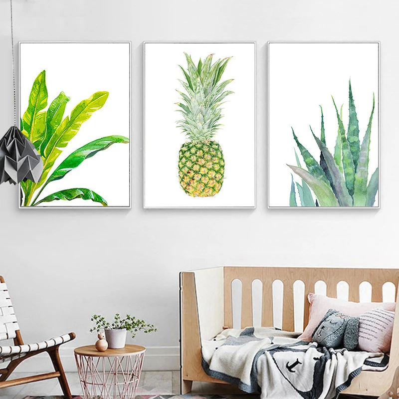 HAOCHU Modern Tropical Banana Leaves Plant Pineapple