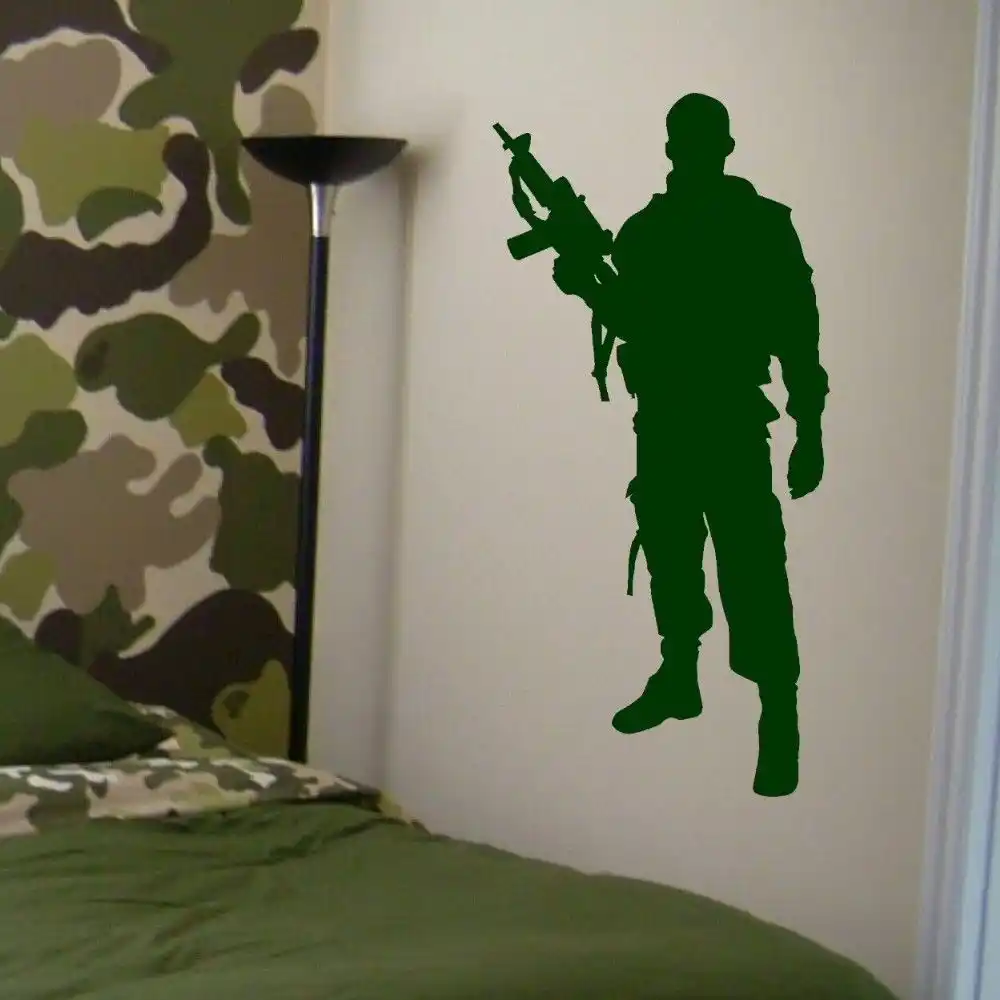 Military Army Soldier Wall Decal Home Boys Bedroom Decor Art Mural Vinyl Sticker Removable House Interior Decorate Decals Zb501
