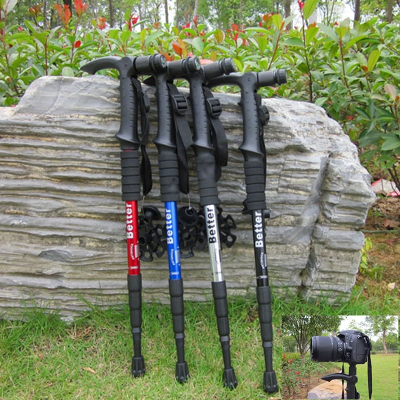 

Ultra light Aluminium alloy Nordic Camera Walking Sticks Telescopic Trekking Poles Anti Shock Hiking Sticks Camping Equipment