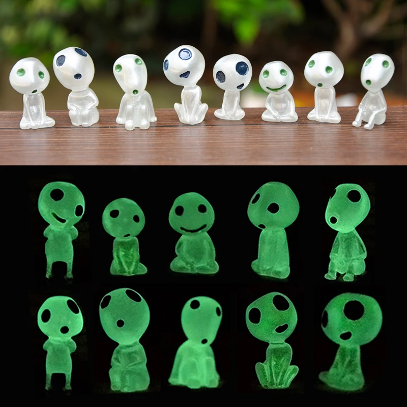 

10pcs Princess Mononoke Luminous Elves Tree Dolls Resin Model Toys Miyazaki Hayao Cartoon Action Figurine Toys Children Kid Gift