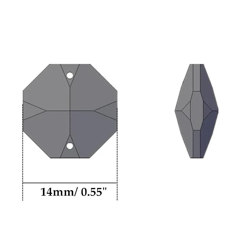 HIERKRYST 50 шт. 14 мм Восьмиугольные бусины Кристалл Запчасти для стеклянной люстры радуги производитель призмы Подвески Разъемы трансвент# 01A