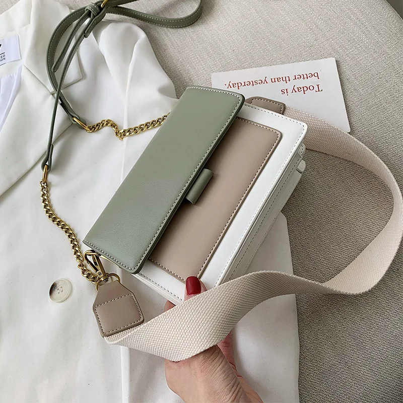 مصغرة جلدية Crossbody حقائب للنساء 2019 الأخضر سلسلة الكتف حقيبة ساعي سيدة سفر المحافظ و حقائب عبر الجسم حقيبة