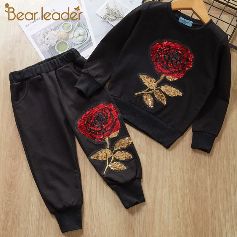 

Bear Leader Girls Clothing Sets 2019 Autumn Wool Sportswear Long Sleeve The sun Pattern Printing Design for Kids Clothing Sets