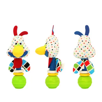 

1Pcs Cartoon Animal Stuffed Hand Bell Dog Cattle Donkey Parrot Plush Toy Cute Baby Rattle Toy Handbell Rattle For Infant Newborn