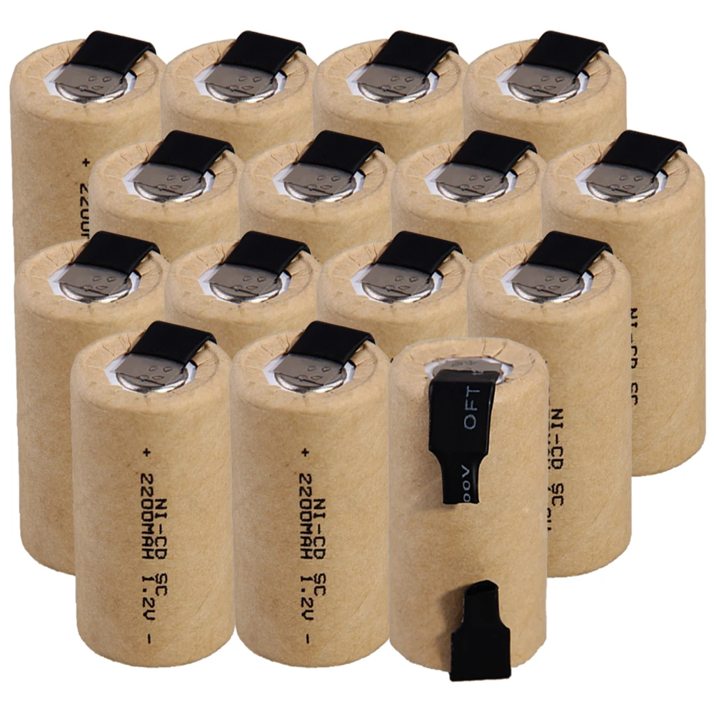 Günstig Niedrigsten preis 15 stück SC batterie 1,2 v batterien wiederaufladbare 2200 mAh nicd batterie für power werkzeuge akkumulator