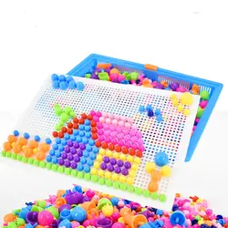 296 шт креативные DIY грибы для ногтей головоломки Интеллектуальные 3D головоломки Пластиковые Flashboard Развивающие игрушки для детей