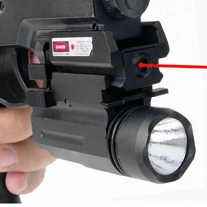 

2in1 Tactical CREE LED Flashlight/LIGHT +Red Laser/Sight Combo for Shotgun Glock 17 19 22 20 23 31 37