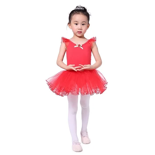 Танцевальная одежда для балета для девочек; детское платье из хлопка и лайкры; балетная юбка-пачка; детский гимнастический купальник; красивый костюм; Рождественский подарок - Цвет: red