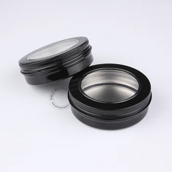 

Excellent Makeup Tools 100g Black Aluminium Cosmetic Jars, Visible Metal Display Box, Storage Jar For Accessories Free Shipping