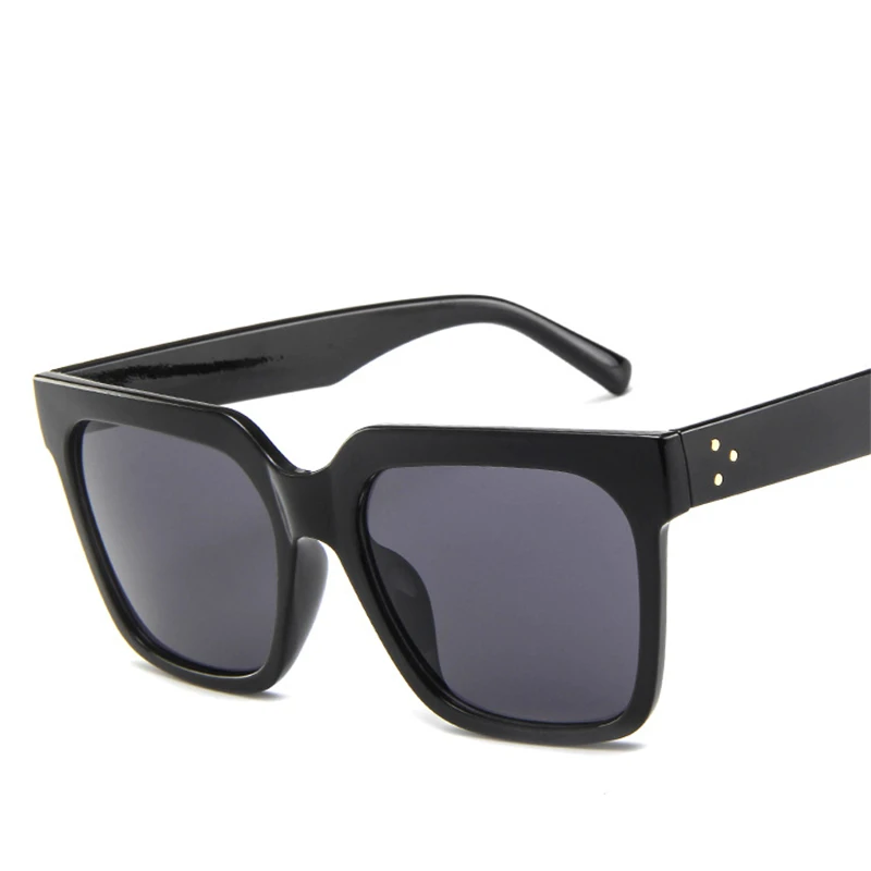 Очки с плоским верхом леди очки вогнуто-Выпуклое стекло, Femme Для женщин Элитный бренд Квадратные Солнцезащитные очки для женщин с заклепками солнцезащитный крем UV400 5365R - Цвет линз: Black Frame Black
