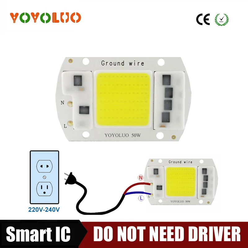 [YOYOLUO] Высокая мощность COB светодиодный чип лампы 220 В Smart IC без драйвера COB светодиодный Диод Светодиодный светильник прожектор Точечный светильник 5 Вт 20 Вт 30 Вт 50 Вт