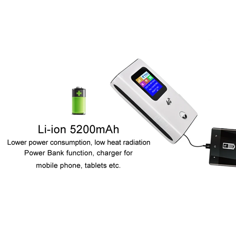 TIANJIE 4G Wifi Router Unlocked 3G/4G LTE Travel Router 5200mAh Power Bank Mifi FDD-LTE Unlock Dongle FDD-LTE Car WiFi TIANJIE 4G Wifi Router Unlocked 3G/4G LTE Travel Router 5200mAh Power Bank Mifi FDD-LTE Unlock Dongle FDD-LTE Car WiFi