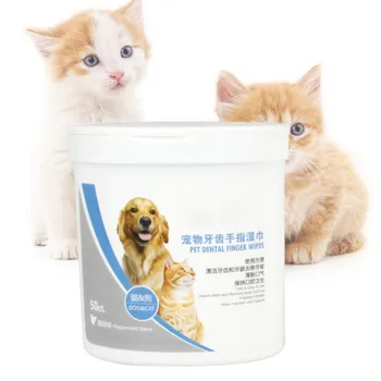 

50 Pcs Pet Dog Cats Healthy Oral Care Supplies for Cats Dogs Finger Mitts Gentle Dog Dental Wipes