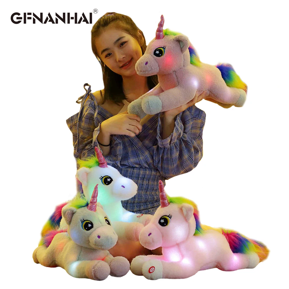 1 шт. 50 см креативная светодиодная светящаяся плюшевая игрушка единорог мягкие куклы Kawaii мягкие животные Единорог для детей Рождественский подарок