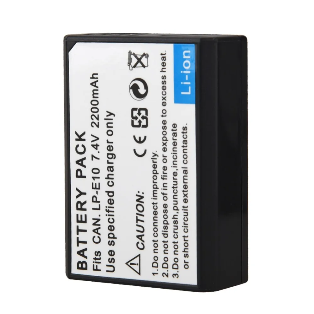 

1Pcs 2200mAh LP-E10 LP E10 LPE10 Battery For Canon EOS Rebel T3 T5 T6 1100D 1200D 1300D Kiss X50 X70 LP-E10 Battery