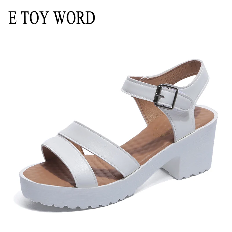

E TOY WORD Platform Summer Shoes Fashion Ankle Strap Buckle Womens Sandals High-heel Open Toe Thick Heel Size 40-43 Ladies shoes