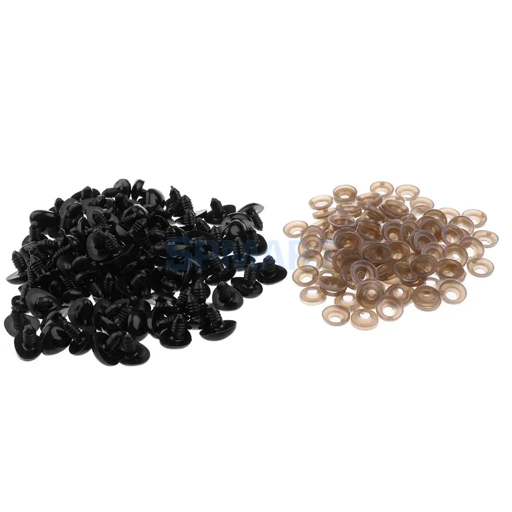 100 Pieces 14x18mm Triangle Safety Nose with BACKS for Teddy Bear Doll DIY Making Crafts - 4 colors