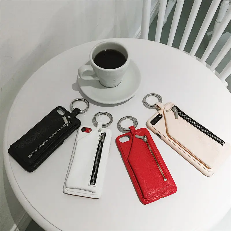 

JAMULAR For iPhone 7 6s 6 X 8 Plus Cover PU Leather Luxury Zipper Handbag Wallet Phone Cases For iPhone 6 Bag Ring Fundas Coque