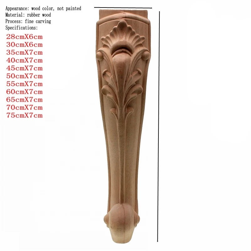 RUNBAZEF Carving Natural Wood Appliques for Furniture Legs and Feet Unpainted Wooden Mouldings Decal Home Decoration Accessories