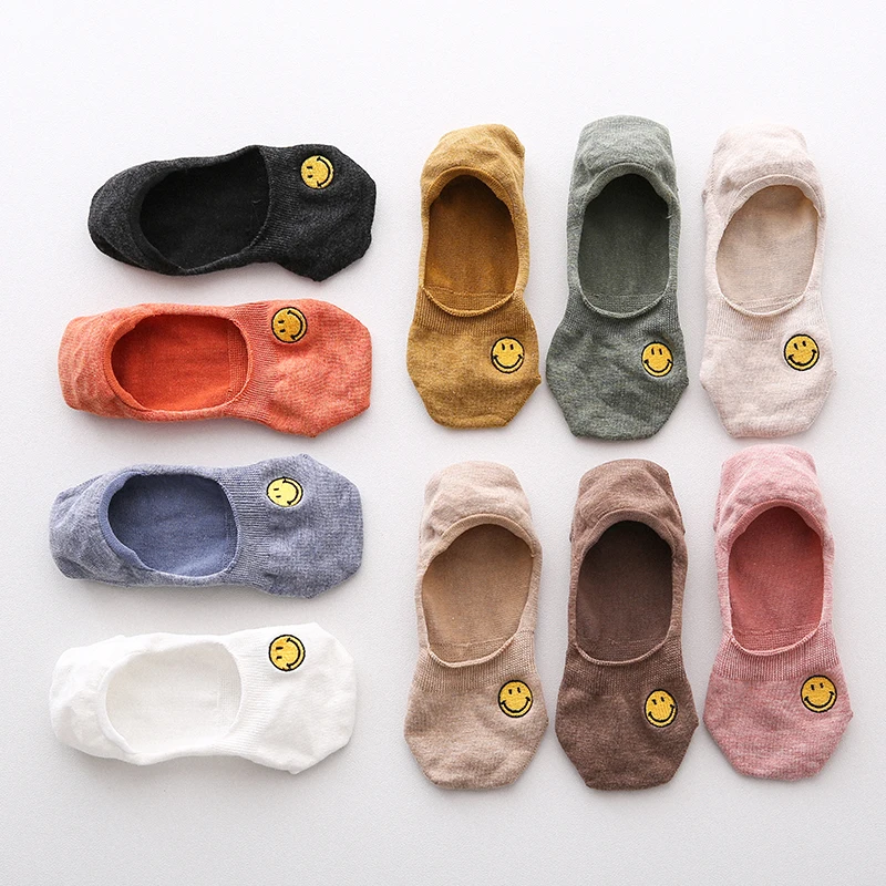 

Smiley Face Socks Emoji Women Sock Woman Cute Moomin Korean Style Fashion Hot Pink Cotton Boat Socks Summer No Show