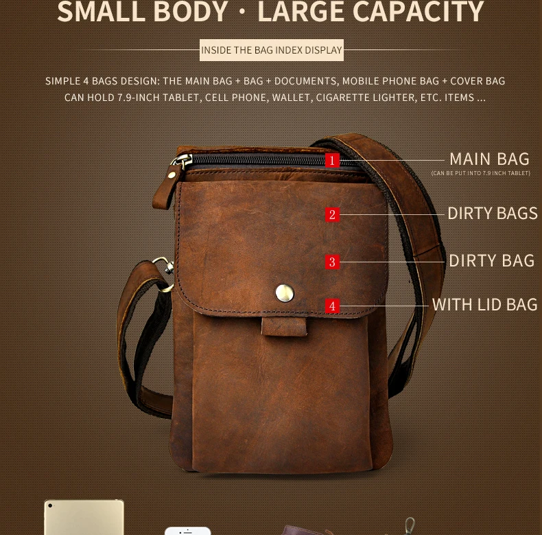 Оригинальная кожаная мужская повседневная многофункциональная модная сумка-мессенджер через плечо Mochila Сумка дизайнерская поясная сумка 8302-b