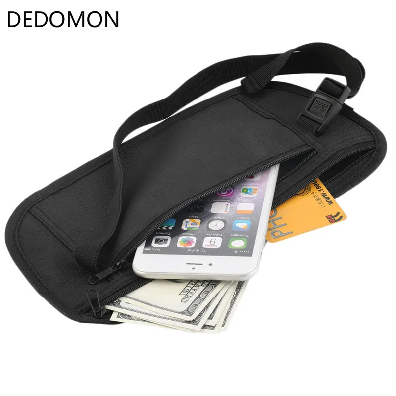 Cloth Travel Pouch Hidden Wallet Passport Money Waist Belt Bag Slim