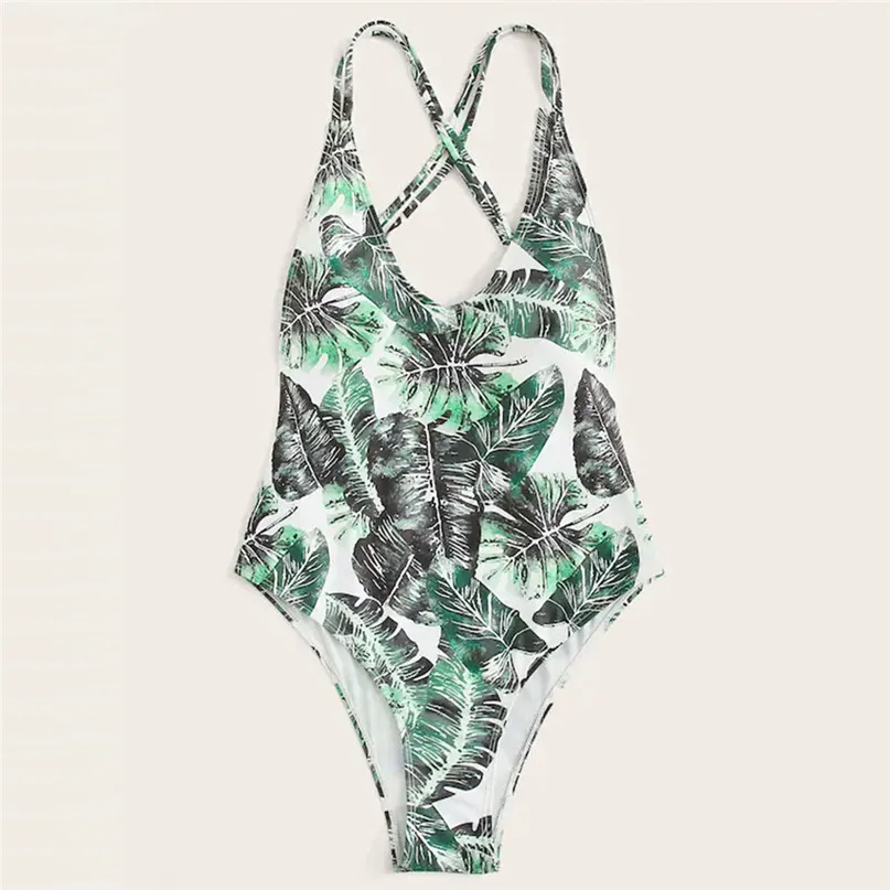 One Piece Swimsuit Women Printing Bandage Deep V Sexy Bikini Set Brazilian Swimwear Beachwear #2m13 (14)
