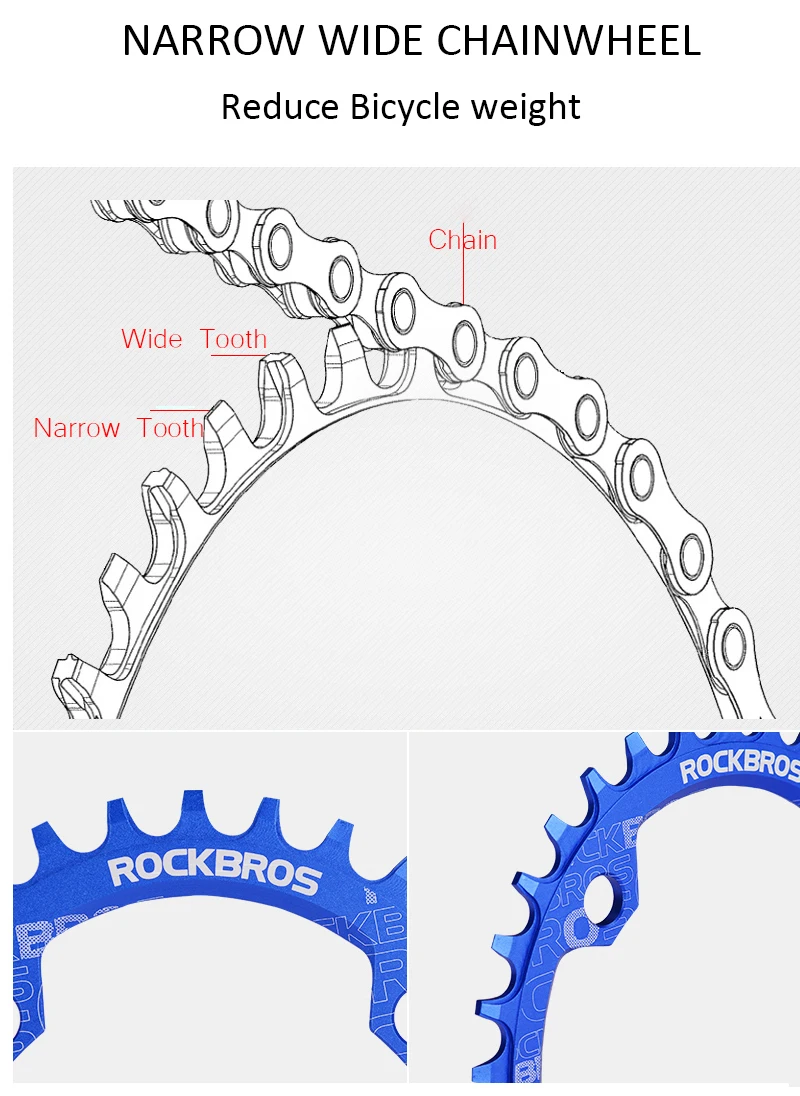 ROCKBROS Овальный Круглый велосипедный Кривошип и цепное колесо 104BCD широкая узкая Цепь 32 T/34 T/36 T/38 T шатун MTB велосипед запчасти