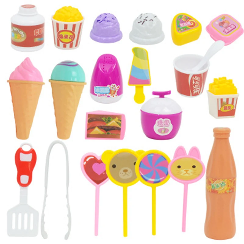  Ice Cream Toys Light Music Table Simulated Dessert Station Girls Children's House Toy Sets Interact