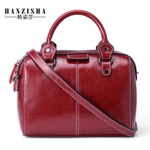 Новинка, модные женские сумки из натуральной кожи, модные однотонные кожаные женские сумки с узором Boston, женские сумки через плечо