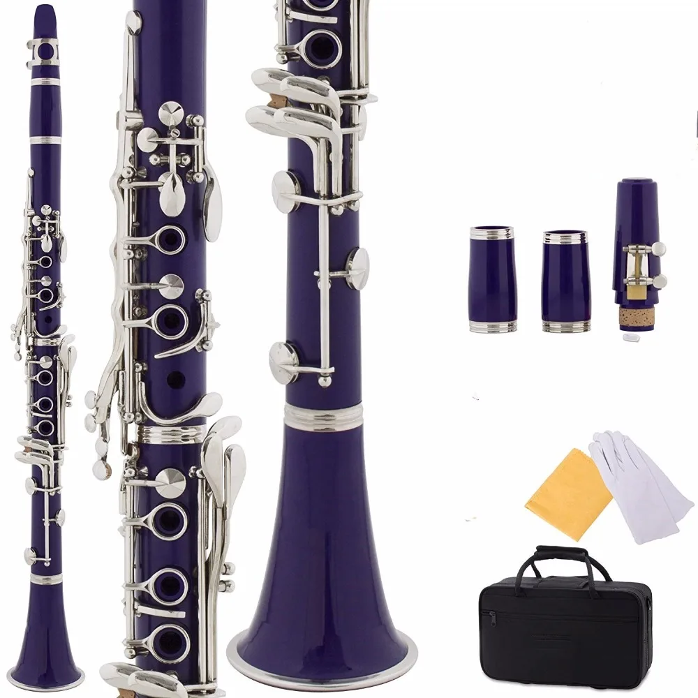 AliMusic Student Clarinets Bb Matte ABS Resin Bakelite Clarinet Mouthpiece Included Case + Reeds