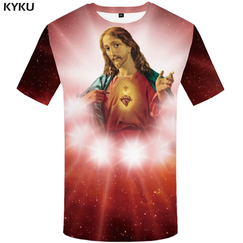 KYKU Jesus T-shirt Men Character T Shirt Hip-hop Tshirt Moon Anime Clothes Cool Funny T Shirts Gothic Mens Clothing 2018 Summer