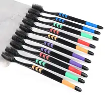 10 шт. Ультрамягкая зубная щетка бамбук древесный уголь нано щетка Зубная щетка для ухода за зубами для поддержания гигиены зубов нанесенные кистью разные цветная зубная щетка