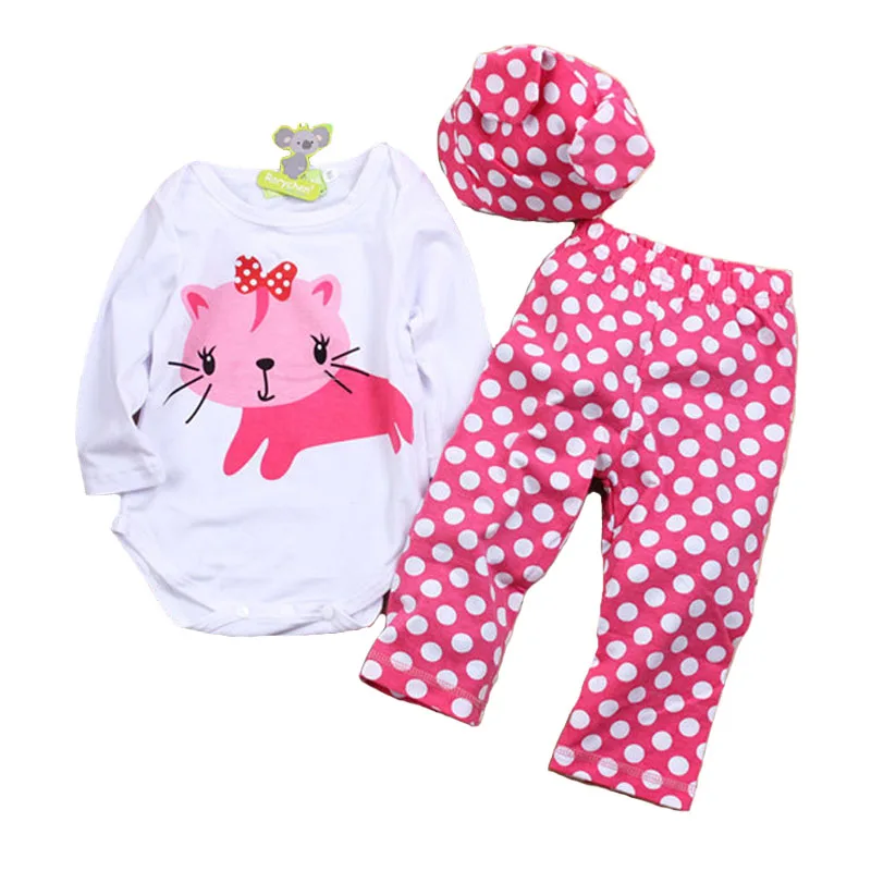 

Autumn Winter Toddler Casual Clothes Set Long Sleeve Cartoon Romper+Pants+Hat Suits Girl Boy Fashion Kids Sets christmas gift