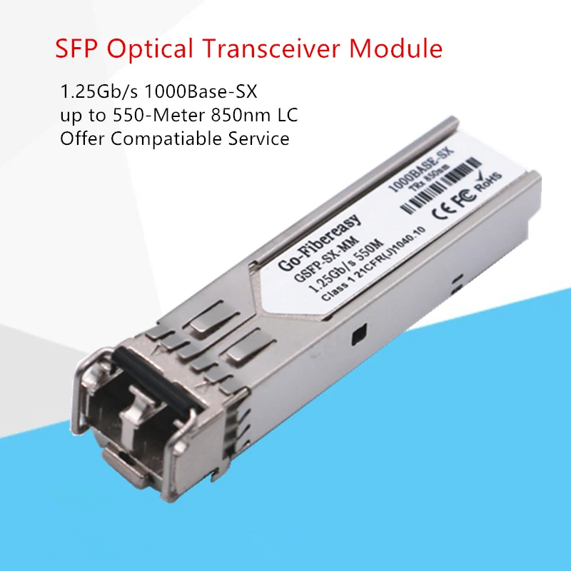 

Gigabit Fiber Optic SFP Transceiver Module, 1000Base-SX, MMF, 850nm 550m. 1.25G SFP SX for GLC-SX-MMD/GLC-SX-MM