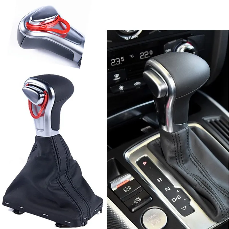 BLACK STITCHING REAL LEATHER MANUAL GEAR GAITER BOOT FITS FORD C MAX 2010-2016