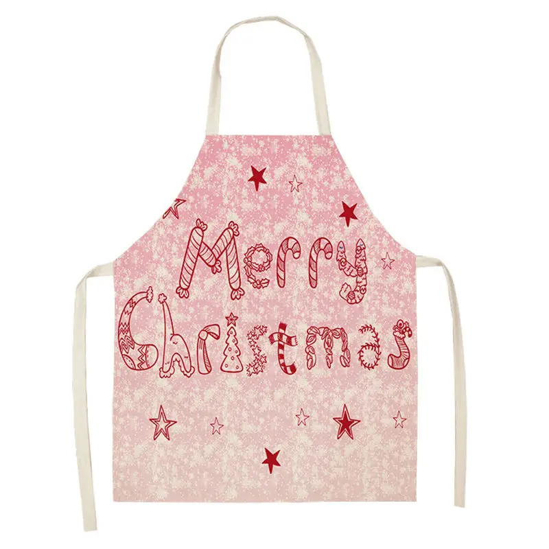 1Pcs Merry Christmas Apron for Woman Pinafore 53*65cm Cotton Linen Bibs Xmas Decor Pendant Kitchen Cooking Accessories MX0004 - Цвет: MX0005-27