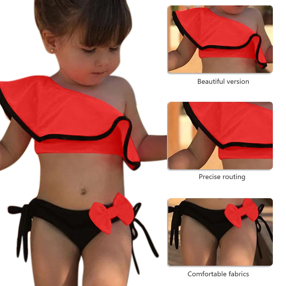 Loozykit/ купальный костюм из двух предметов для маленьких девочек летняя детская одежда для купания, спортивное бикини, купальный костюм для пляжа