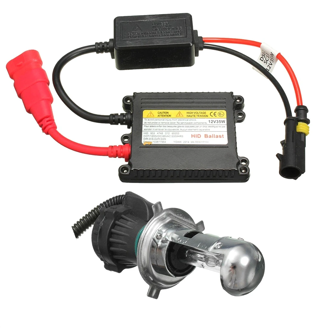 12V 35W 6000K HID H4 HI / LO Moto Bulb Ballast Xenon Headlight White