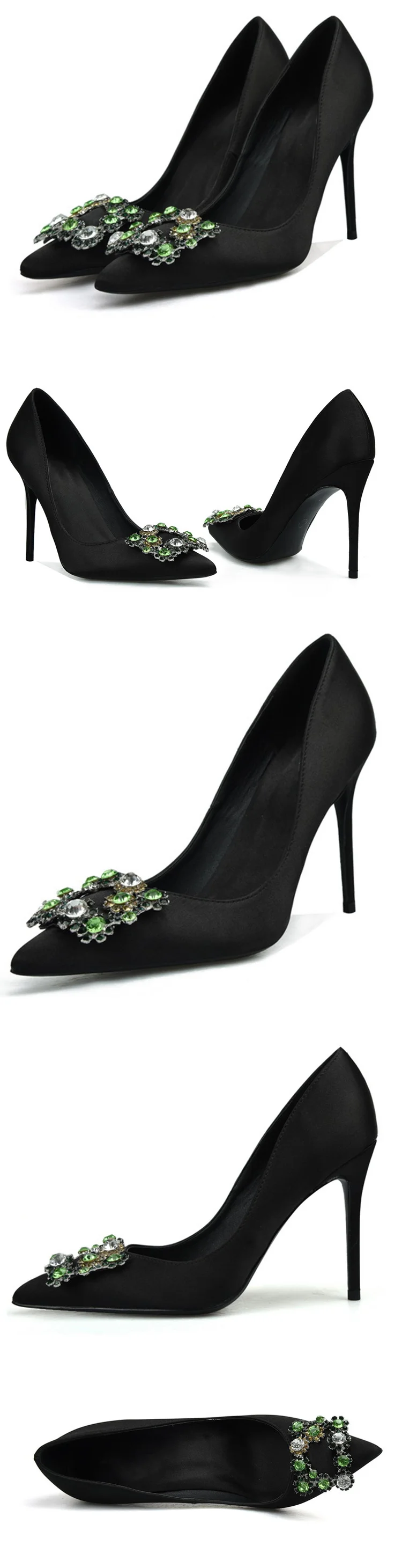WEIQIAONA/Новинка года; брендовая дизайнерская Роскошная обувь с украшением в виде кристаллов; женские шелковые свадебные модельные туфли с острым носком на высоком каблуке; большие размеры 33-42