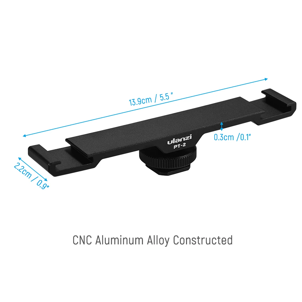 Ulanzi PT-2 двойной вспышки «Горячий башмак» удлинитель Двойной кронштейн с 1/" Резьба для DV DSLR Камера смартфон микрофон светодиодный светильник