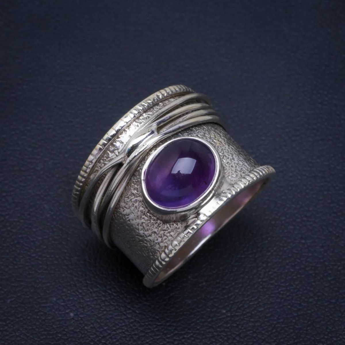 

Natural Amethyst Handmade Unique 925 Sterling Silver Ring 8.75 B1068