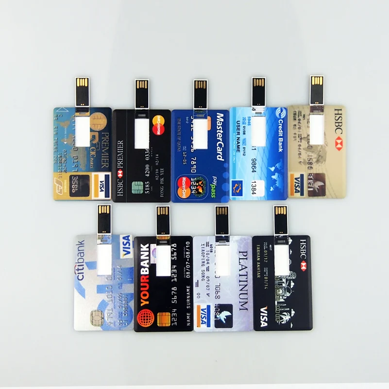 Customize Logo Bank Credit Card USB Flash Drive Cle Usb 2.0 Memory Stick 32gb 16gb 8gb Pendrive Key Pens(over 10pcs Free) | Компьютеры и