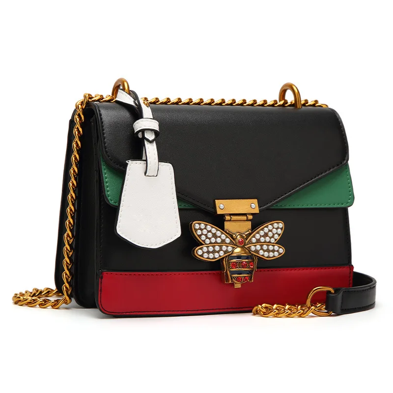 

Bee Animal Shoulder Bag Lady Clutches Lock Handbag Vintage Gold Chain Crossbody Bags Handbags Women Famous Brands Messenger Bag