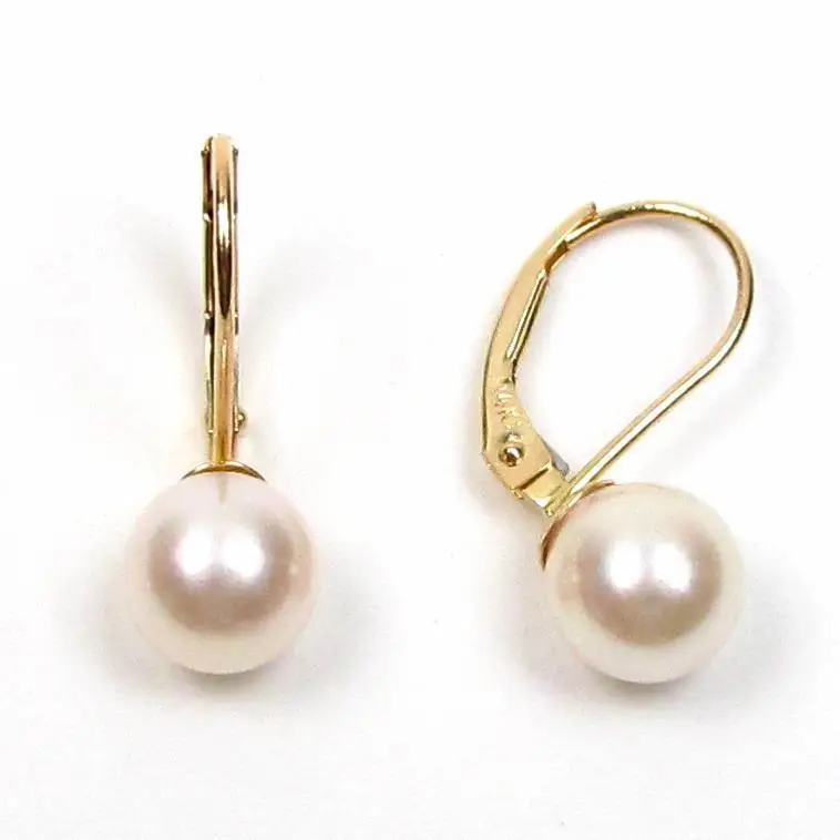 

fashion 8-9mm natural south sea white pearl earrings