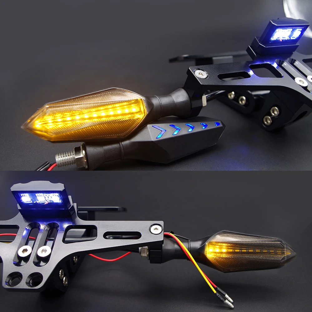 

turn signal light CNC Motorcycle License Plate Holder For SUZUKI gsxr 750 gsx s750 gn125 burgman 400 hayabusa gsx1300r Covers